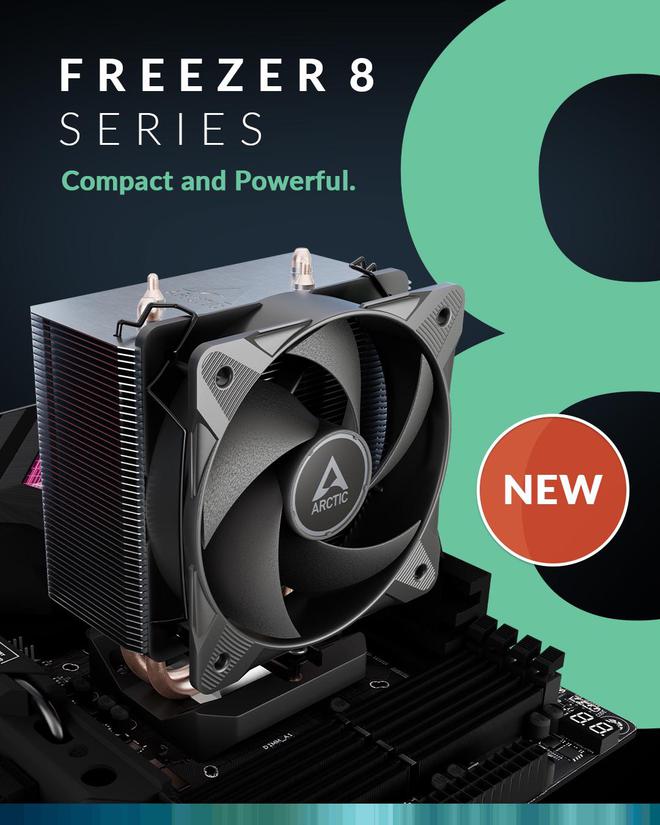 Arctic 推出 Freezer 8 入门级紧凑塔式风冷：双热管136 mm 